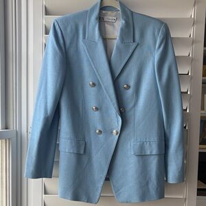 Zara Light Blue Linen Double Breasted Blazer